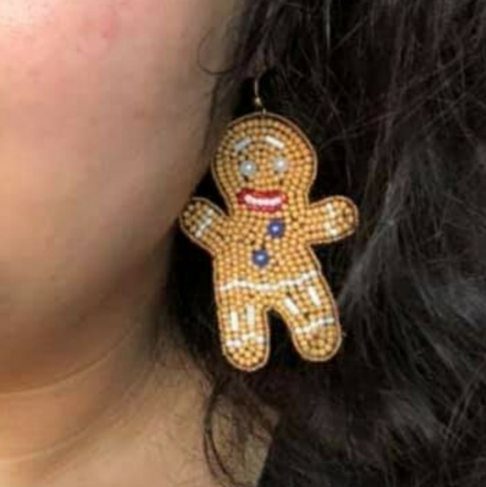 🆕BEADED GINGERBREAD STATEMENT EARRINGS